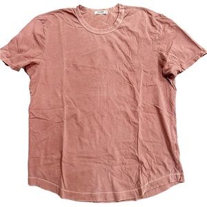 Buck Mason brick red curved hem tee